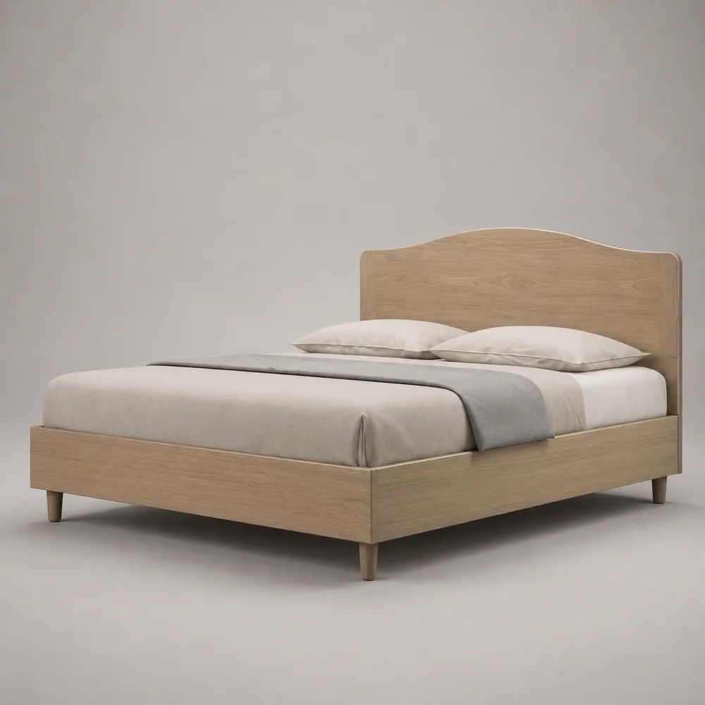 Lit coffre 2 places en MDF plaqué chêne naturel avec sommier, brun clair, couchage 160 × 200 cm