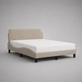 Lit double rembourré en polyester bouclé beige avec sommier à lattes, couchage 160 x 200 cm, dimensions 180 x 220 x 100 cm