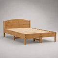 Lit double en bois marron clair 140 × 190 cm avec tête de lit et sommier à lattes