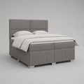 Lit double à sommier tapissier 180 x 200 cm avec matelas et tête de lit en tissu gris