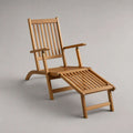 Chaise longue de jardin inclinable en acacia massif marron clair avec repose-pieds intégré, 150 x 60 x 90 cm